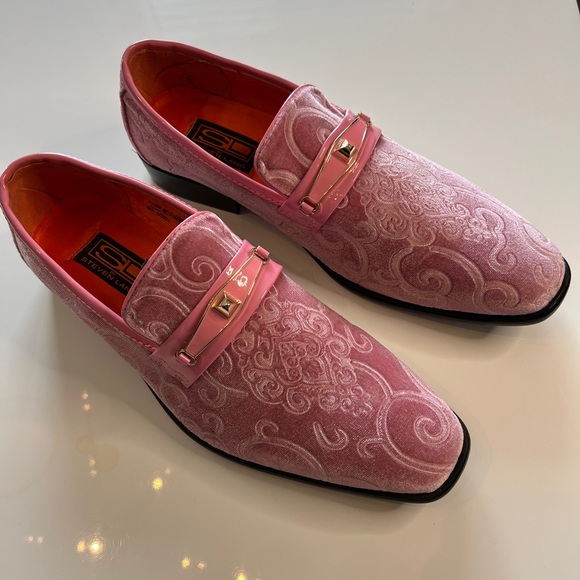 Steven Land Other - Steven Land Mens Pink Paisley Velvet Bit-Strap Loafers SL0096 Size 8